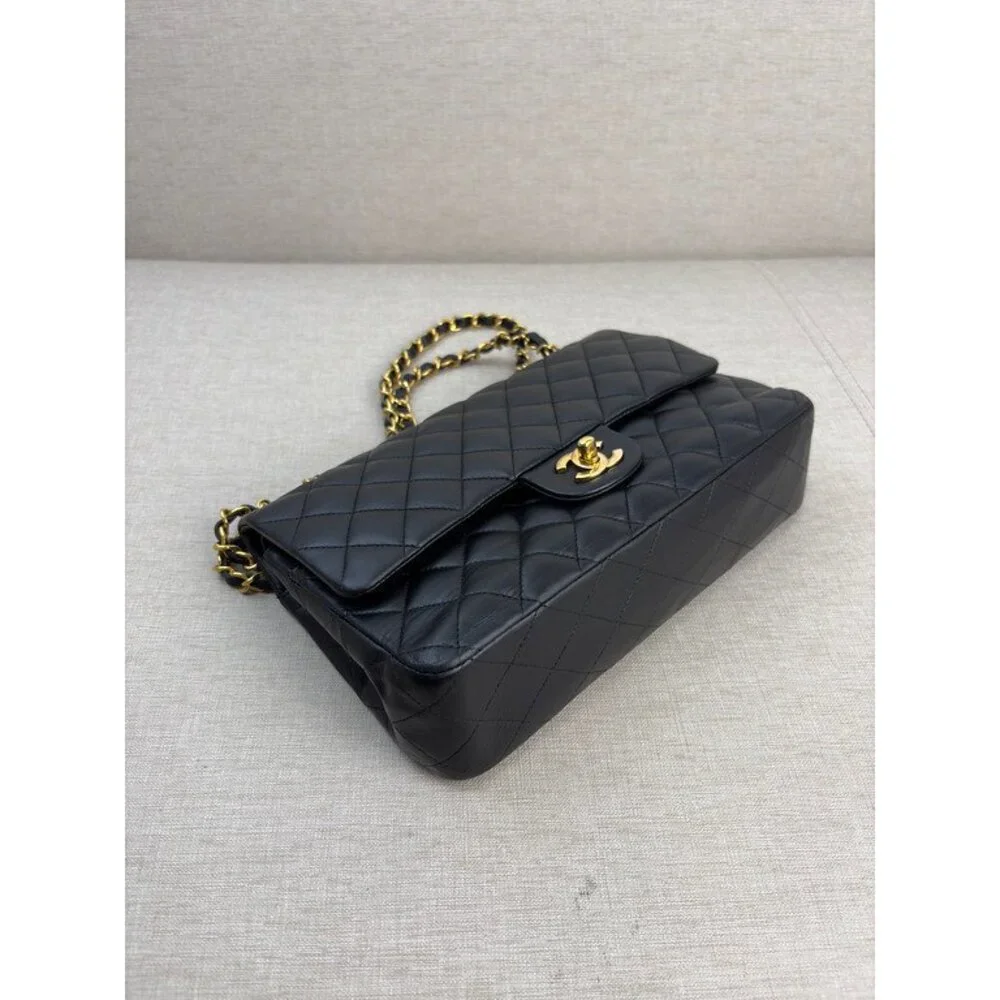 CHANEL Black Lambskin Classic Flap Medium GHW